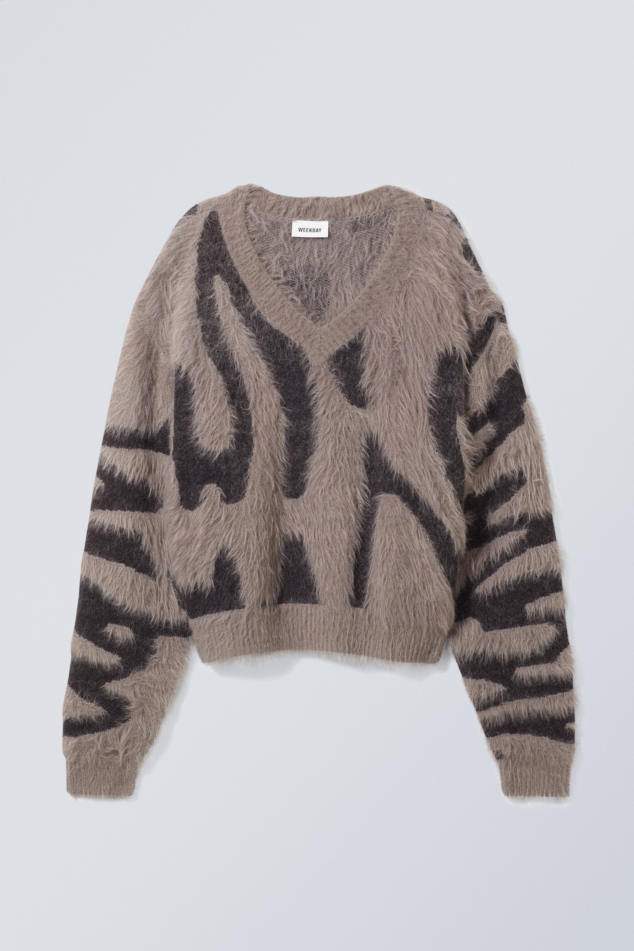 Black & mauve - Cora Hairy V-neck Sweater - 0