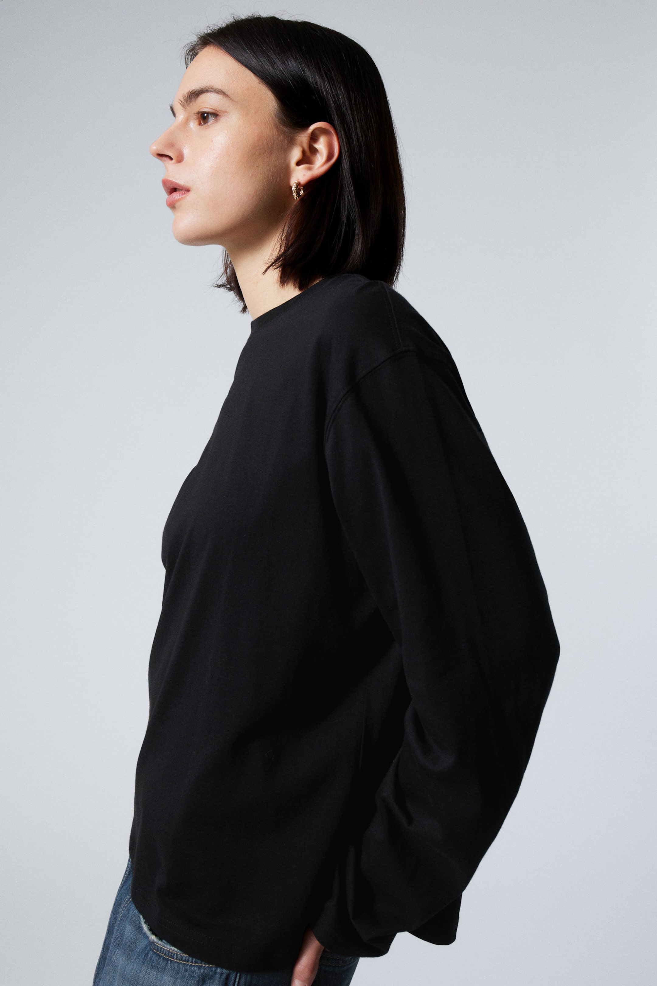#272628 - Boxy katoenen T-shirt met lange mouwen - 2