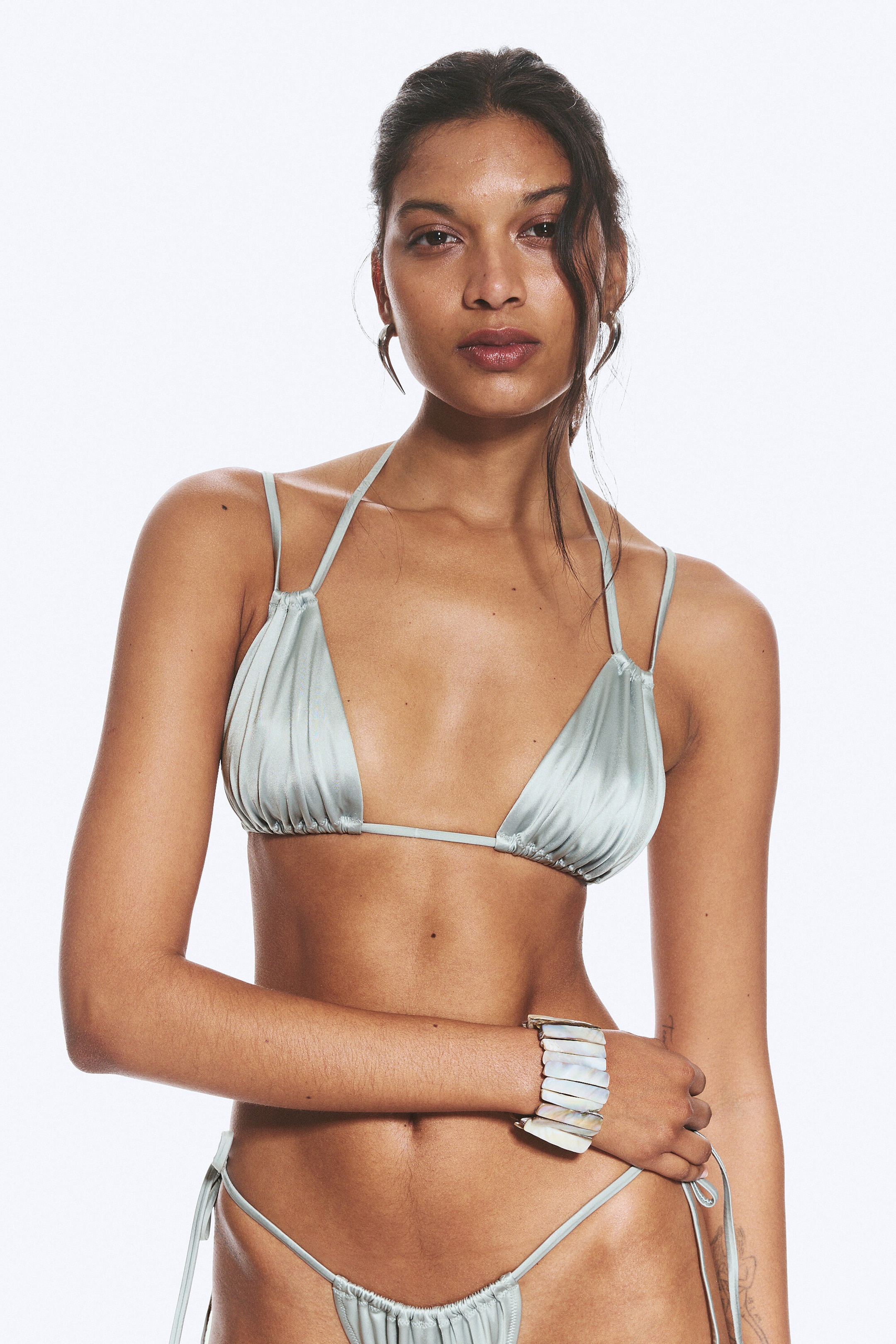 Dusty Light Grey - Triangle Bikini Top - 1