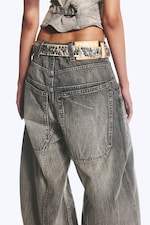 Smokey Black - Black - Dunno Unisex Low Rise Loose Barrel Jeans - 6