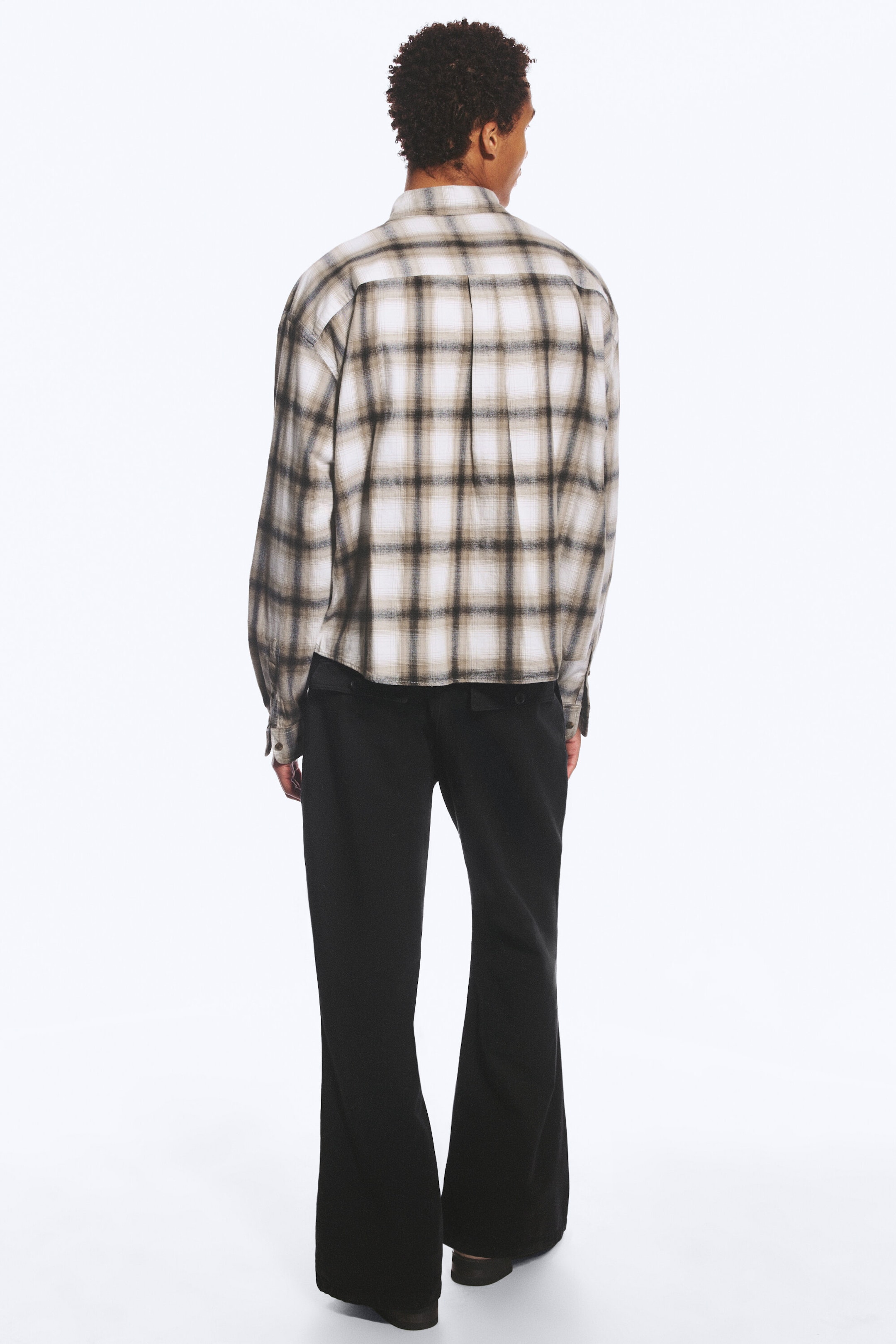 Beige Check - Loose Boxy Flannel Shirt - 5