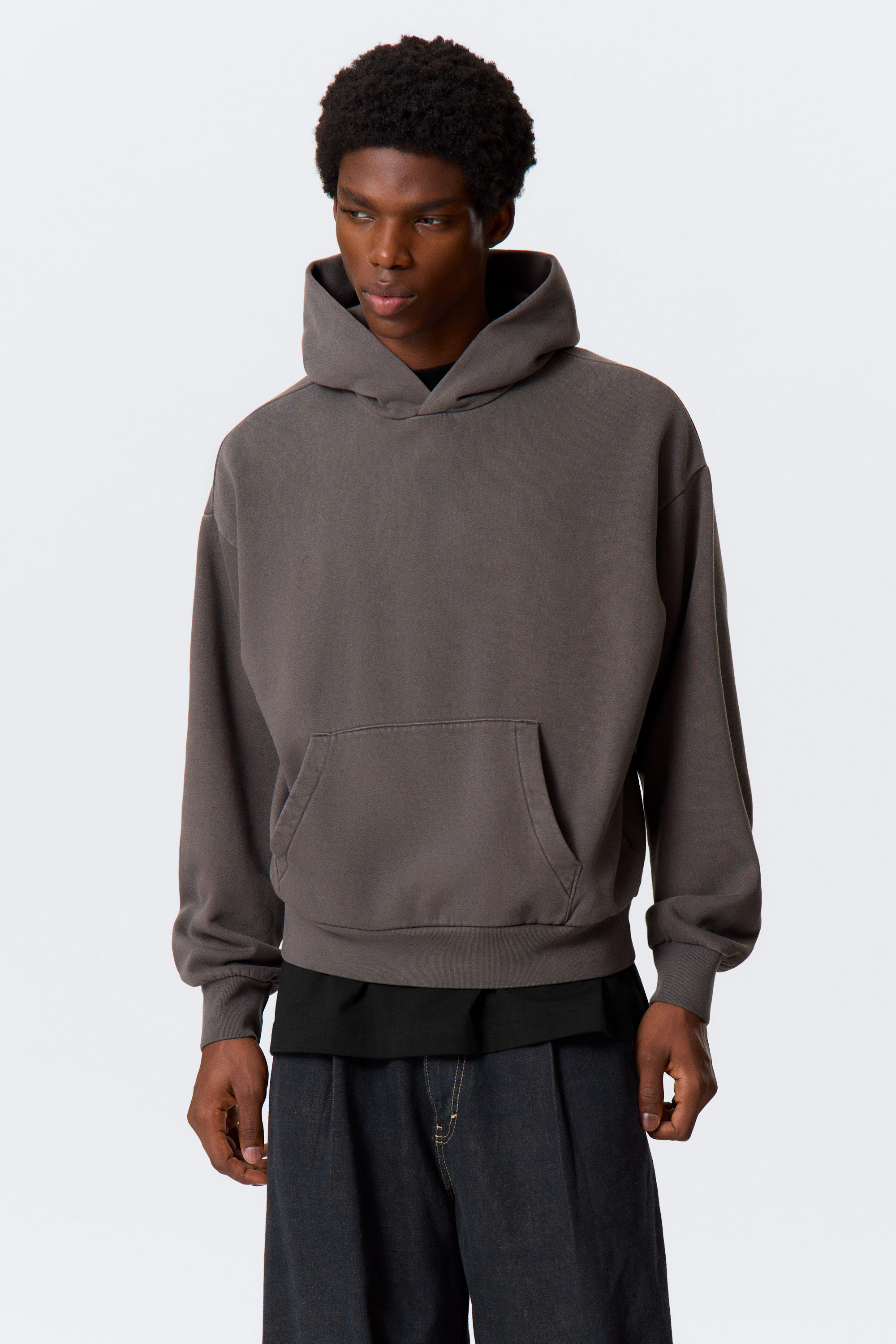Washed Dark Brown - Loose fit hoodie - 1