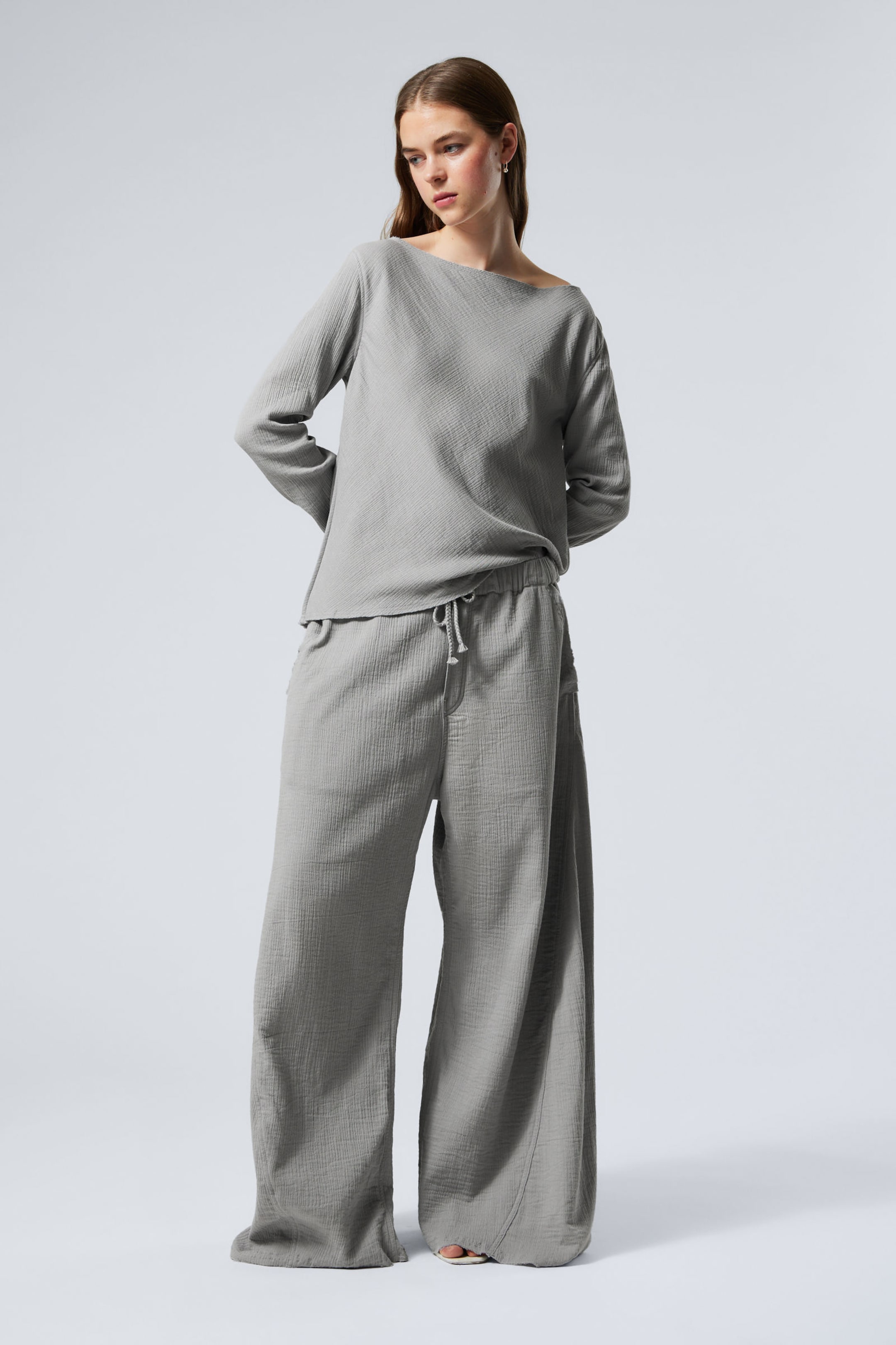 Dusty Grey - Motion Low Rise Cotton Trousers - 1