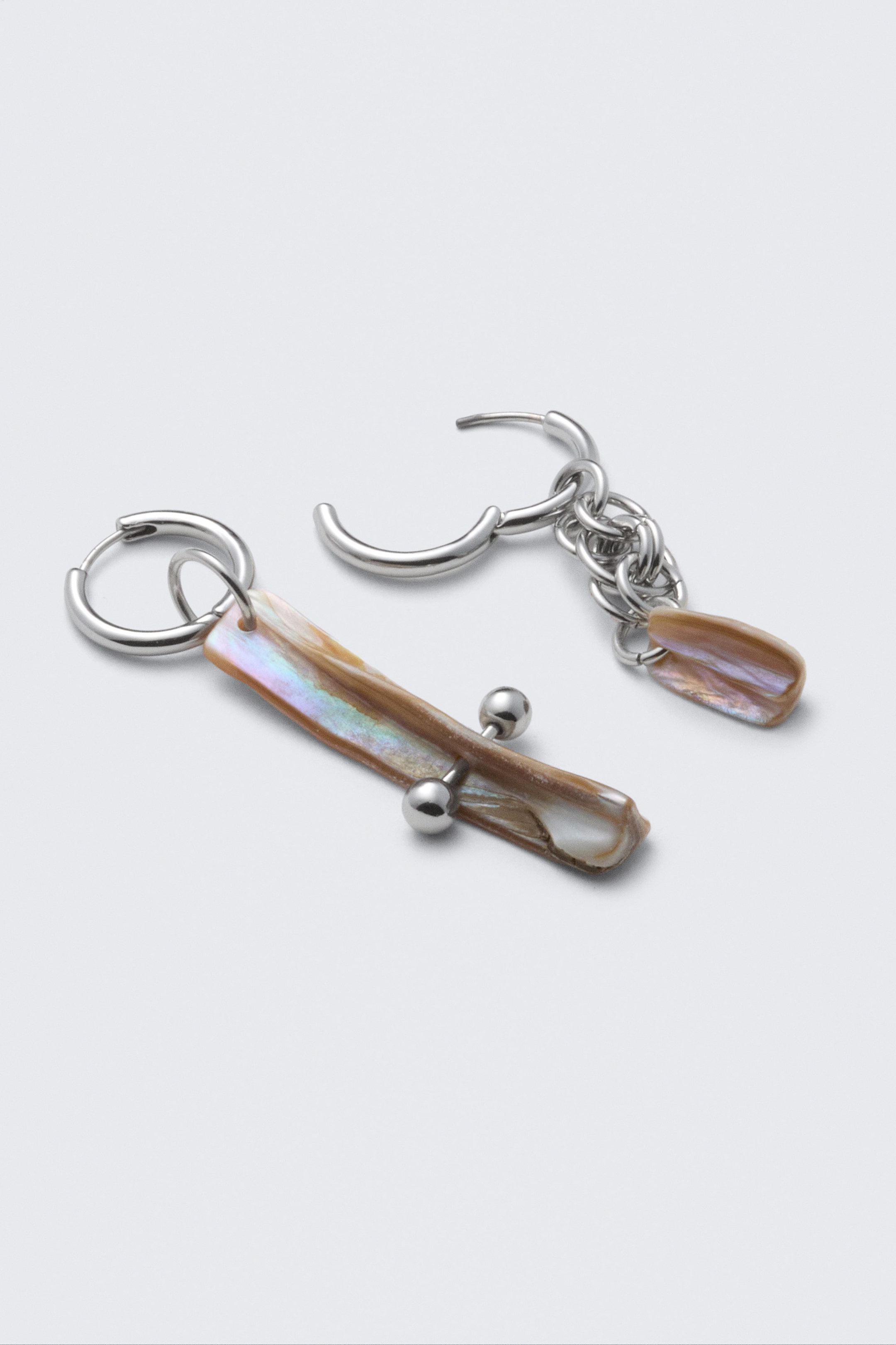 Argent - Boucles d'oreilles pendentifs coquillages - 1