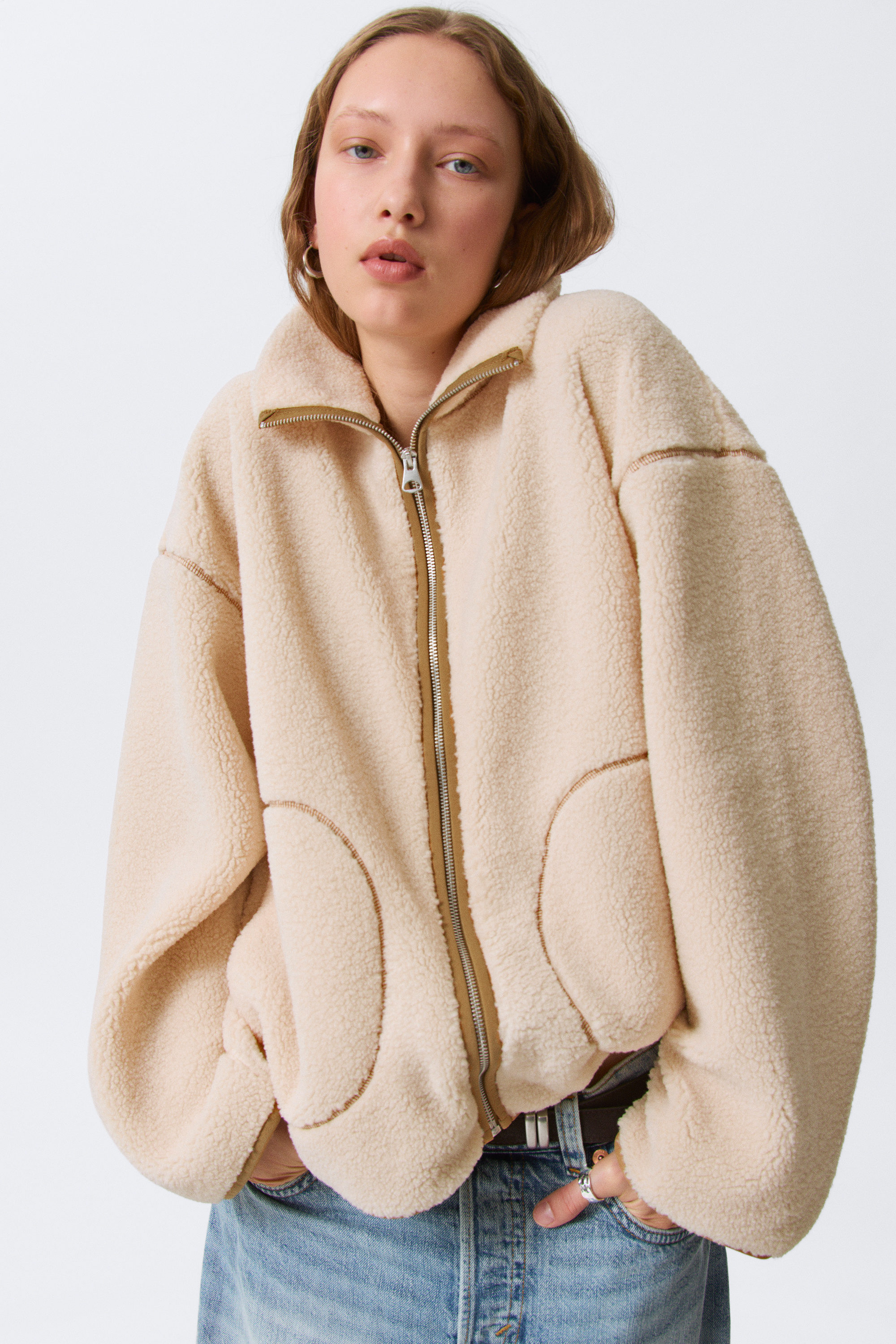 Light Dusty Beige - Relaxed Pile Fleece Jacket - 2