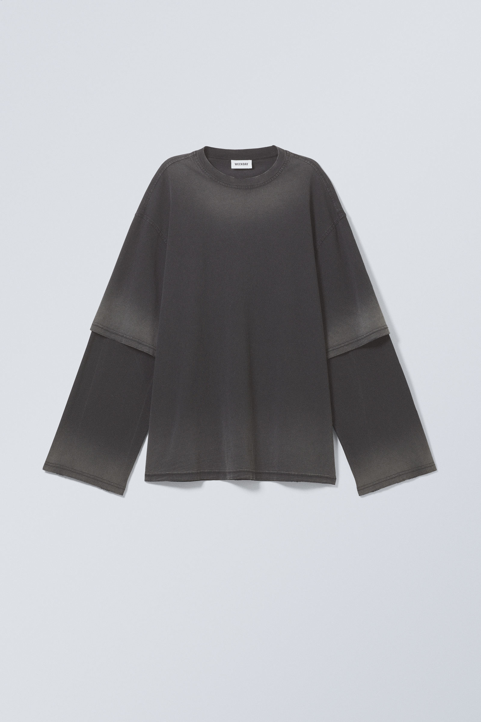 dDdDdDd　BIG DRAWSTRING LONG-SLEEVE T oversized double dyed longsleeve top - Black Fade | Weekday WW