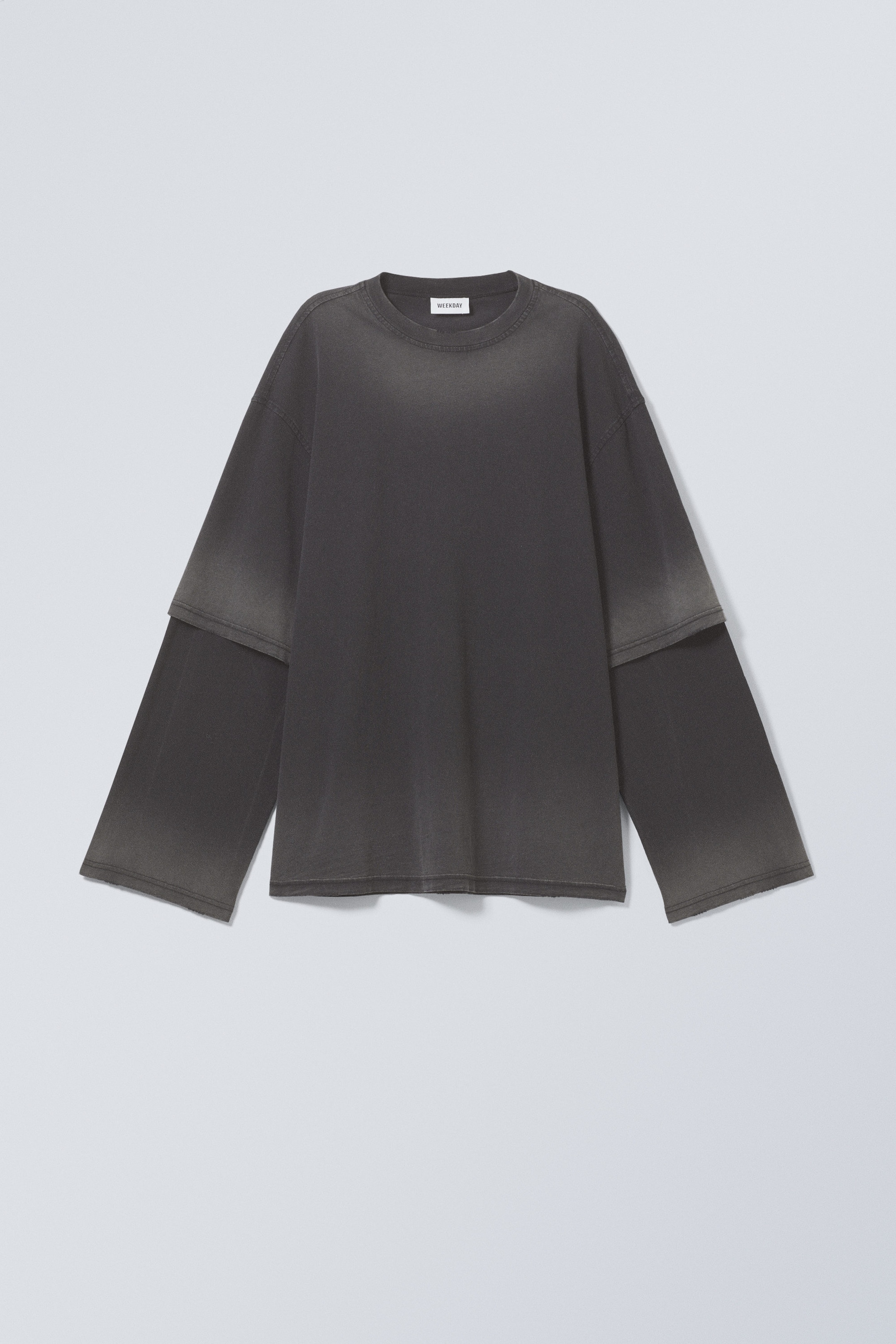 Black Fade - Oversized Double Dyed Longsleeve Top - 0