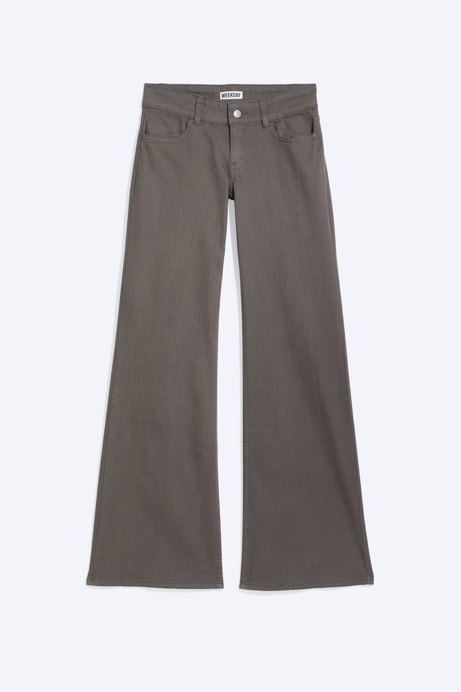 Bootcut broek met stretch - Donkertaupe/Poederwit - 1