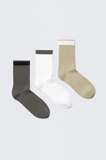 Green/White/Beige - Stripe - 3-pack Striped Socks - 0