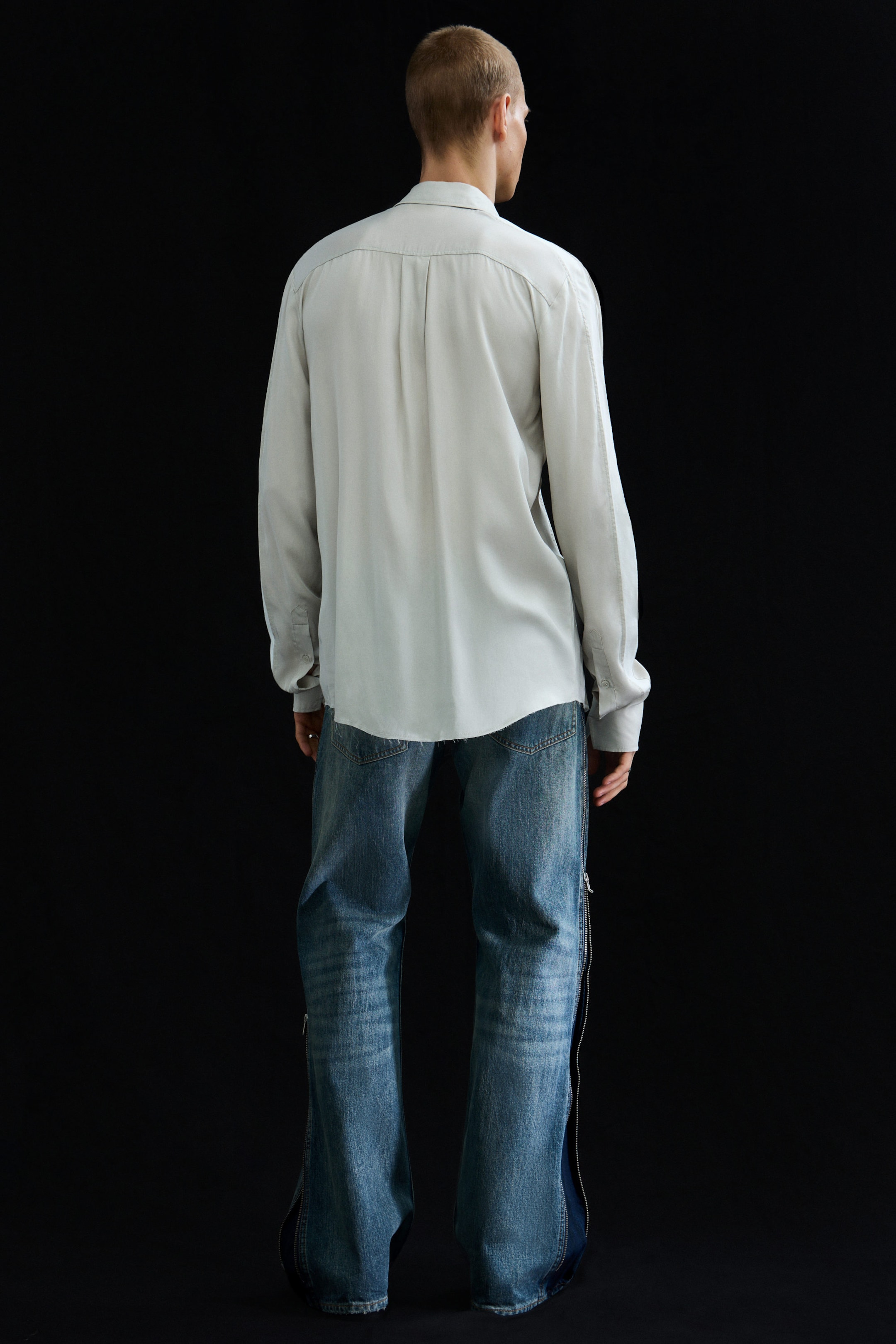 Light Dusty Mole - Slim Tie Detail Lyocell Shirt - 4