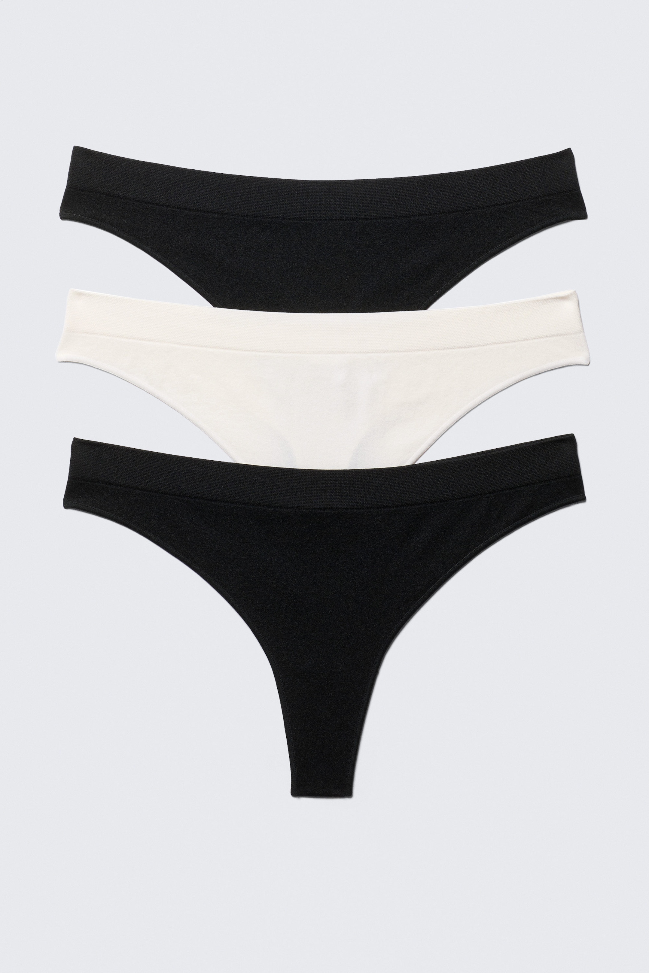 Svart/vit - 3-pack sömlösa stringtrosor - 3