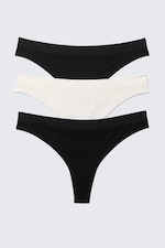 Svart/vit - 3-pack sömlösa stringtrosor - 3