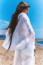 White - Frilled Long-Sleeved Wrap Blouse - 0