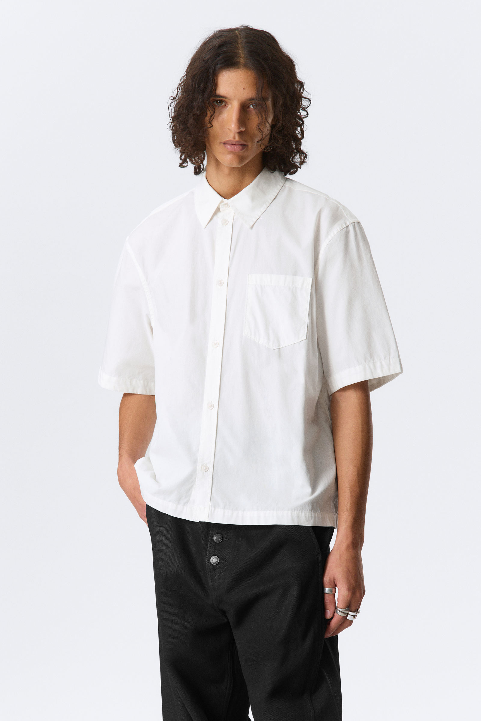 Relaxed Fit Short-Sleeved Cotton Shirt