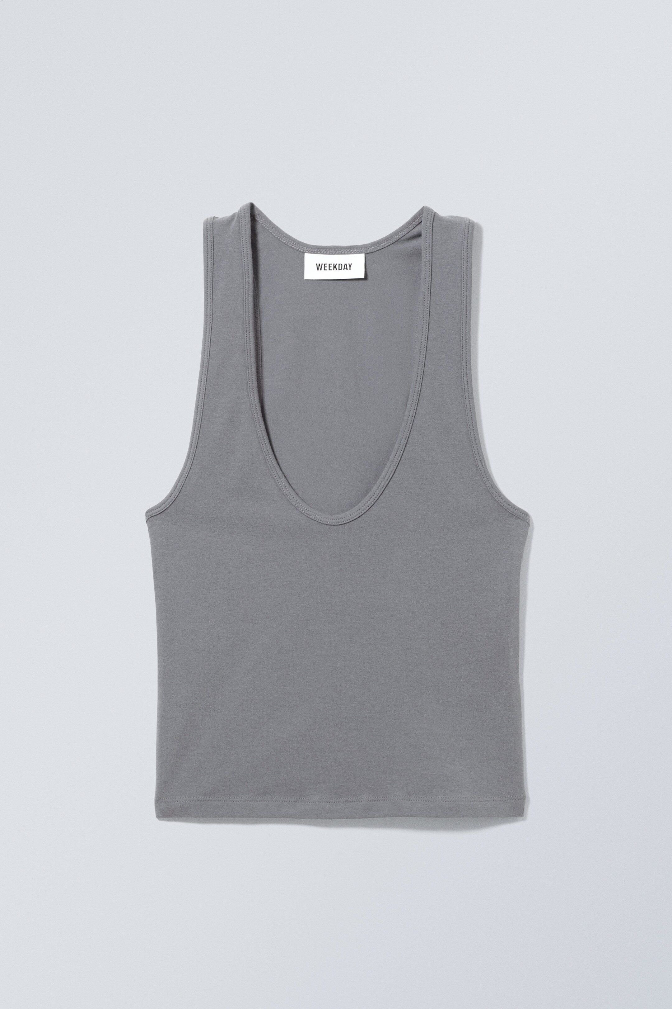 Dark Grey - Deep U-Neck Tank Top - 0