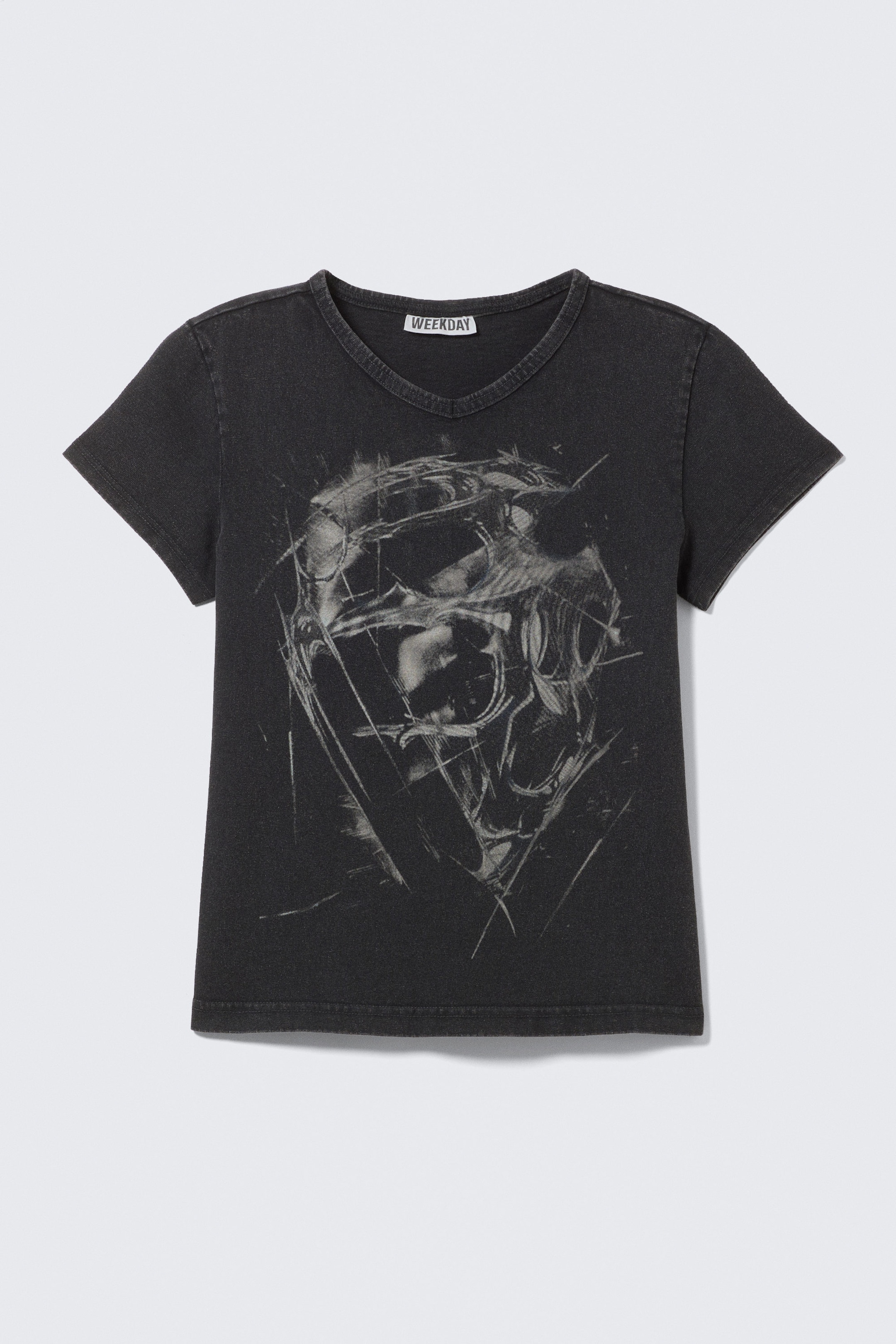 Black - Sci-Fi Print - Slim T-shirt met print en V-hals - 3