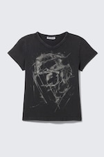 Black - Sci-Fi Print - Slim T-shirt met print en V-hals - 3