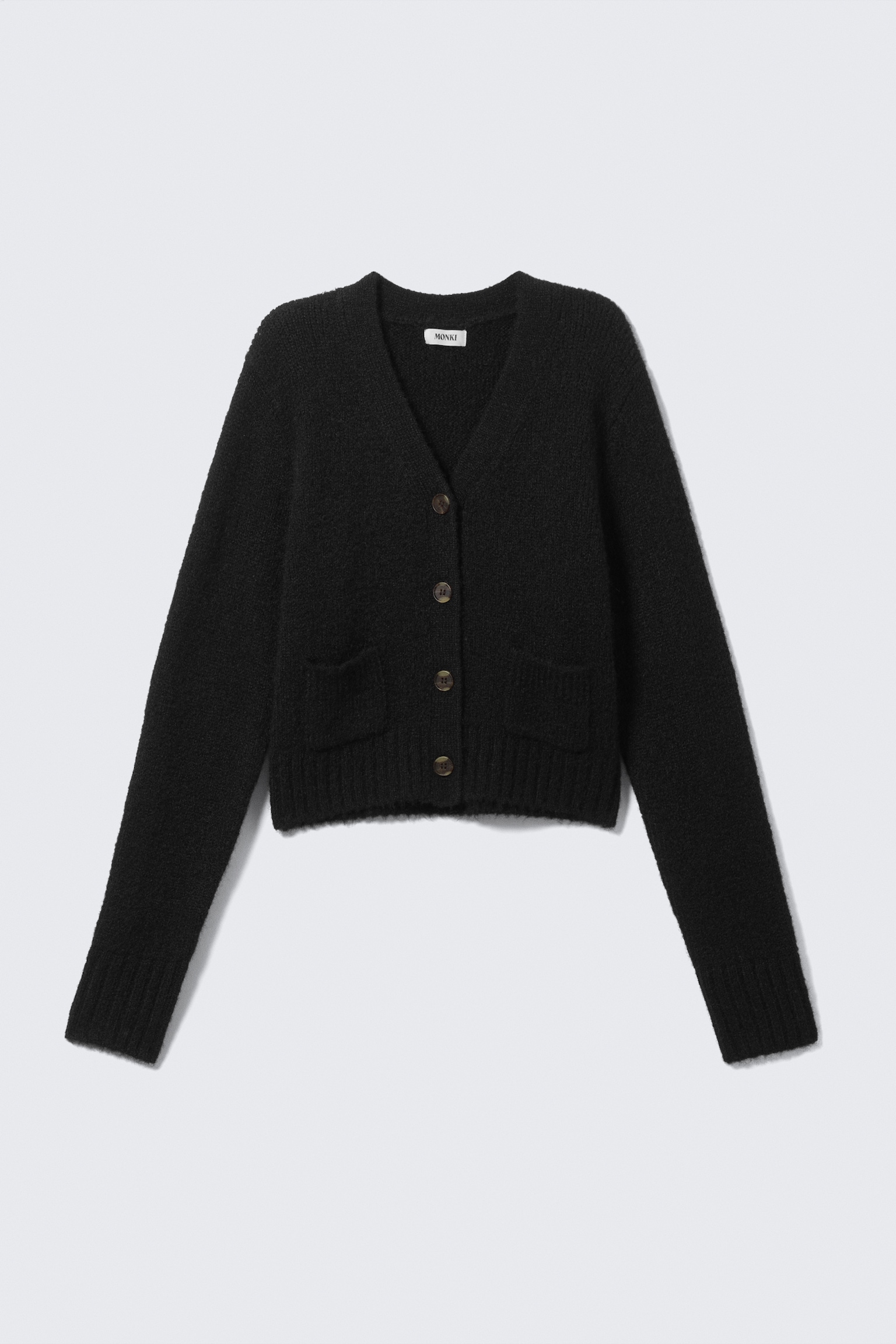Ribbed V-Neck Cardigan - Zwart/Felrood/Zacht oudroze/Zacht taupe - 2