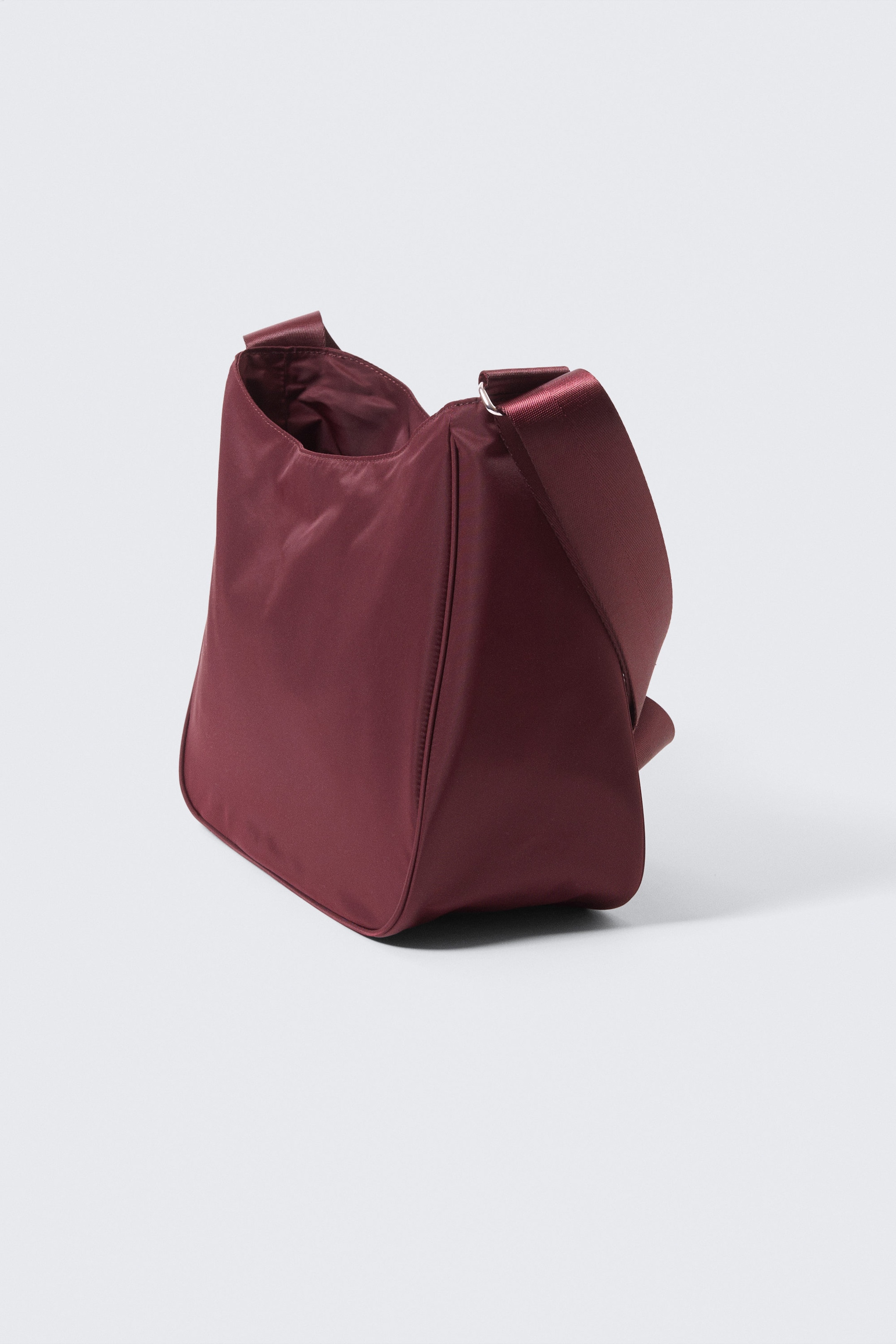 Dark Red - Medium Nylon Twill Shoulder Bag - 2