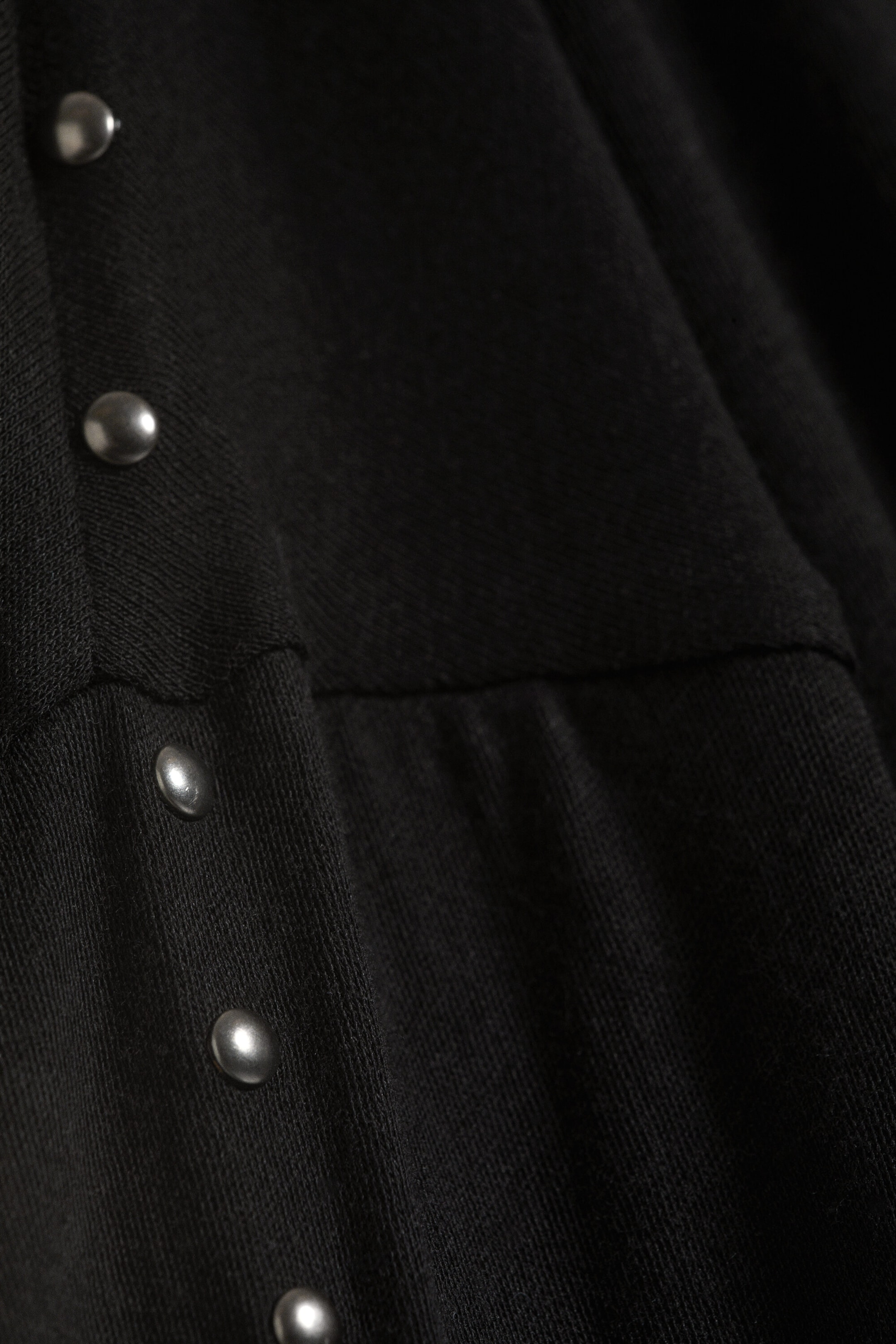 Black - Studded Off-Shoulder Long-Sleeved Top - 4