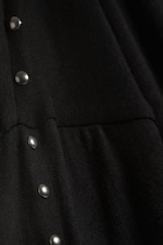 Black - Studded Off-Shoulder Long-Sleeved Top - 4