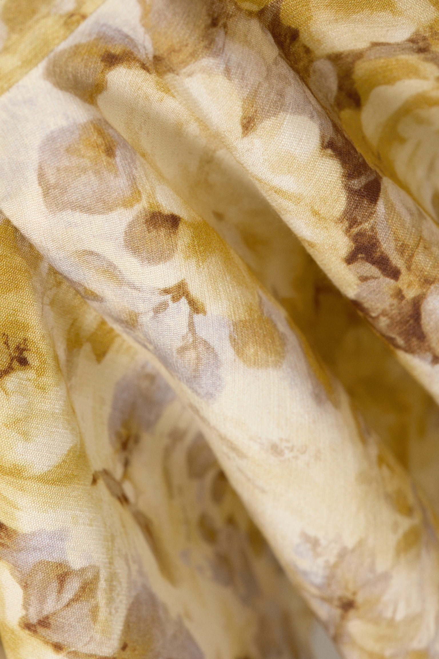 Abito a volant con maniche lunghe - Stampa floreale gialla - 5