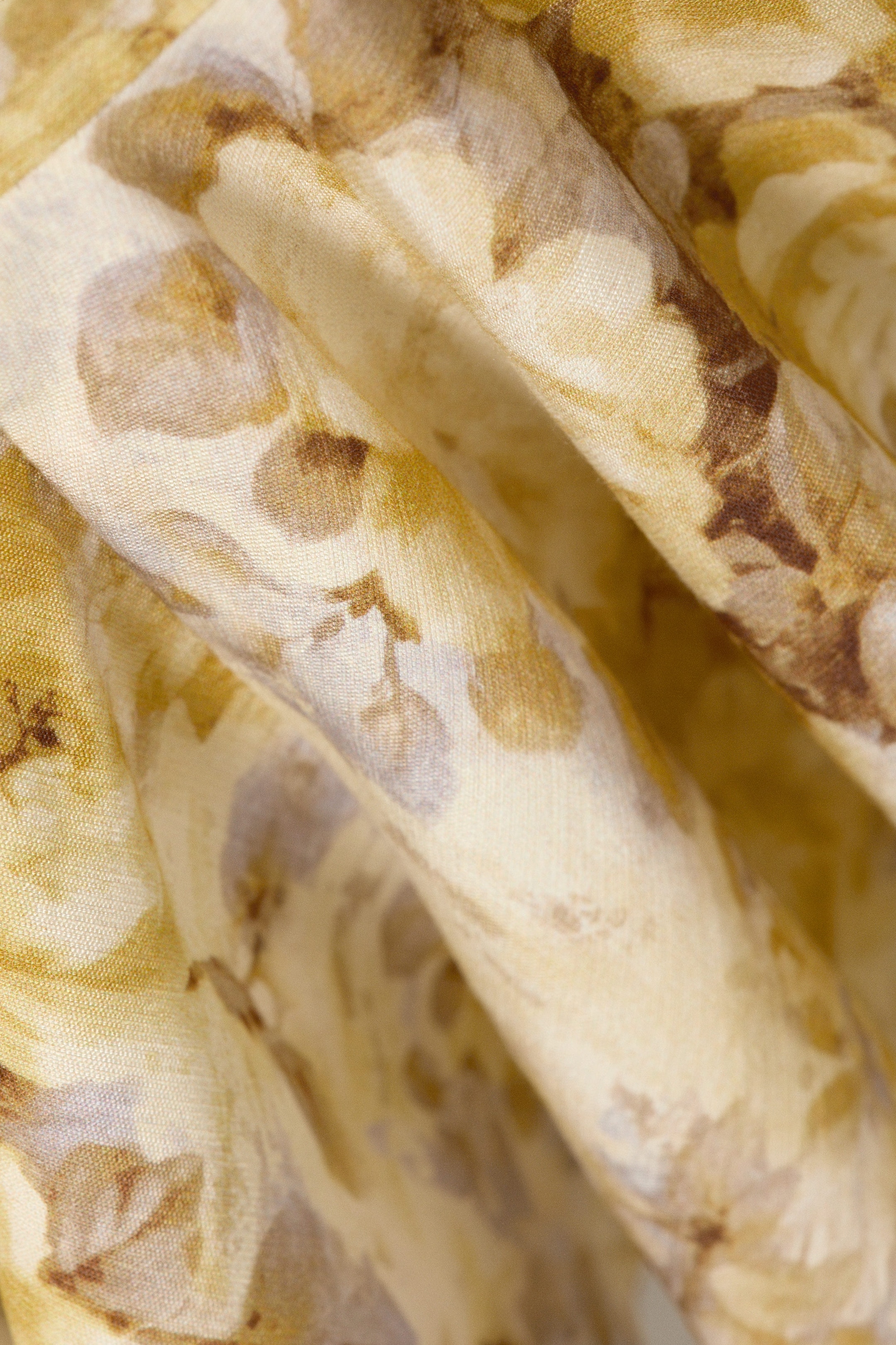 Yellow Floral Print - Slim Long-Sleeved Mini Flounce Dress - 5