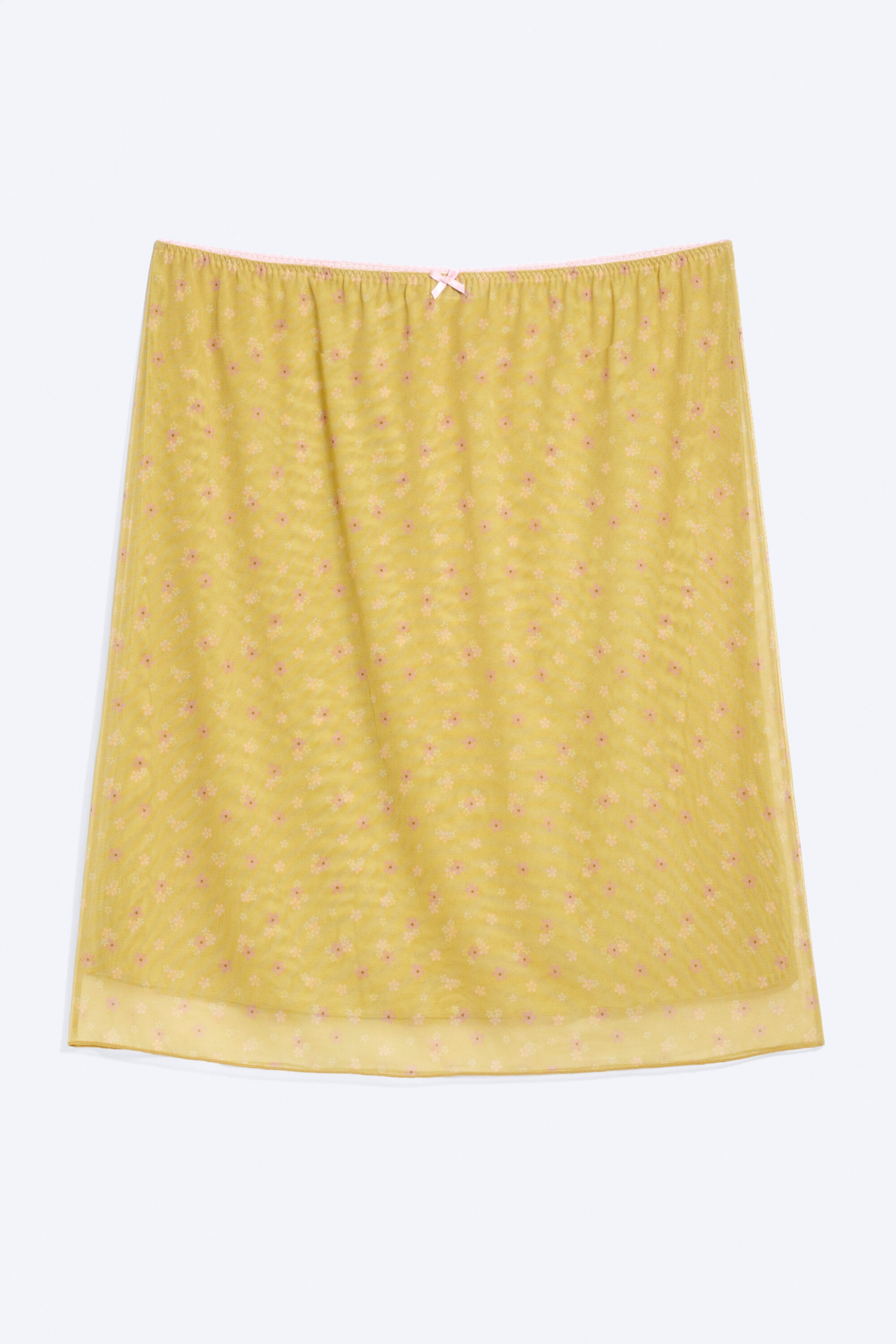 Limegul - Blommig - Double Layered Mesh Skirt - 1