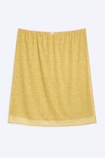 Lime Yellow - Floral - Double Layered Mesh Skirt - 0