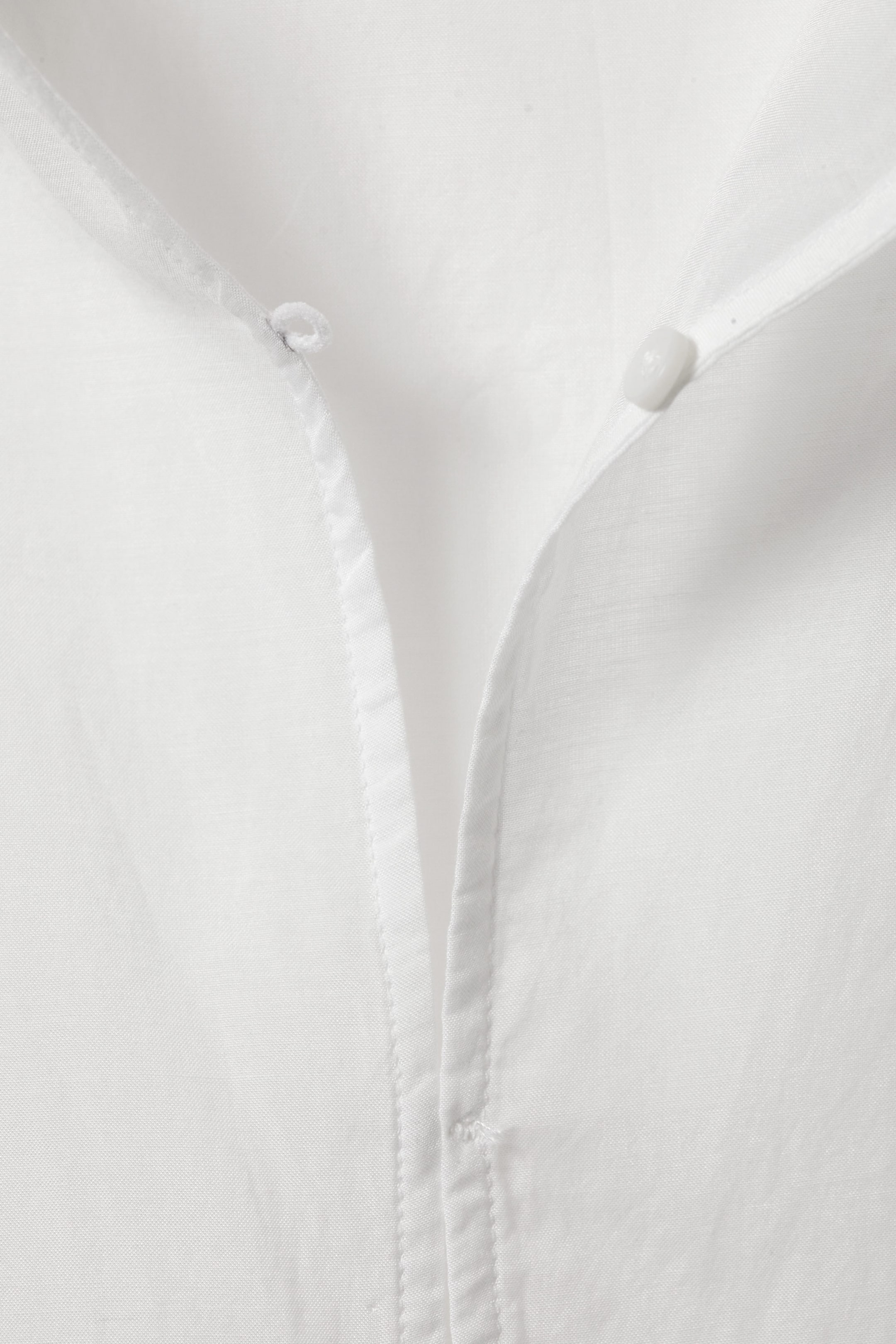 White - Long-Sleeved Drawstring Detail Blouse - 2