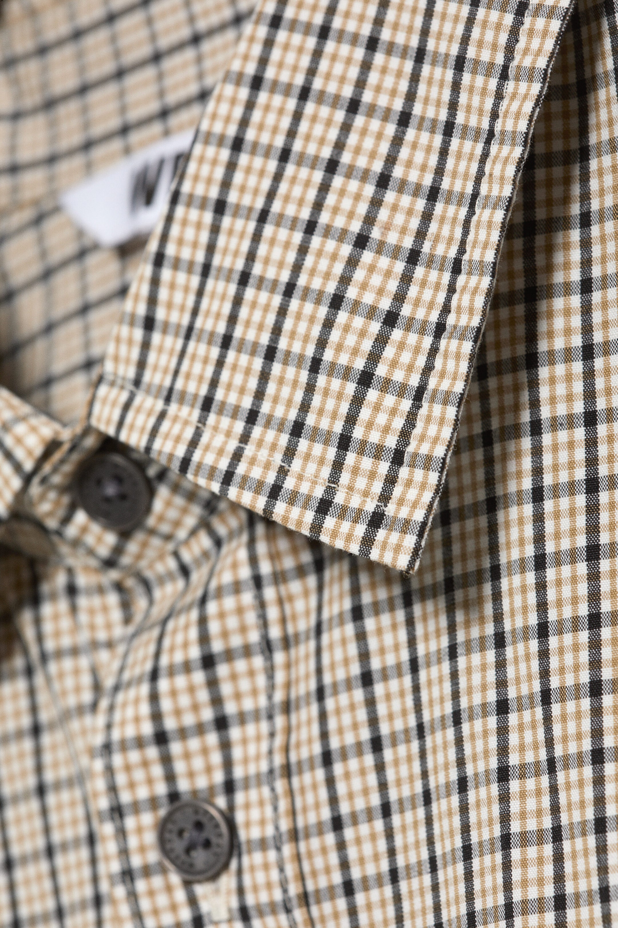 Rutig Beige - Boxig långärmad poplinskjorta - 2