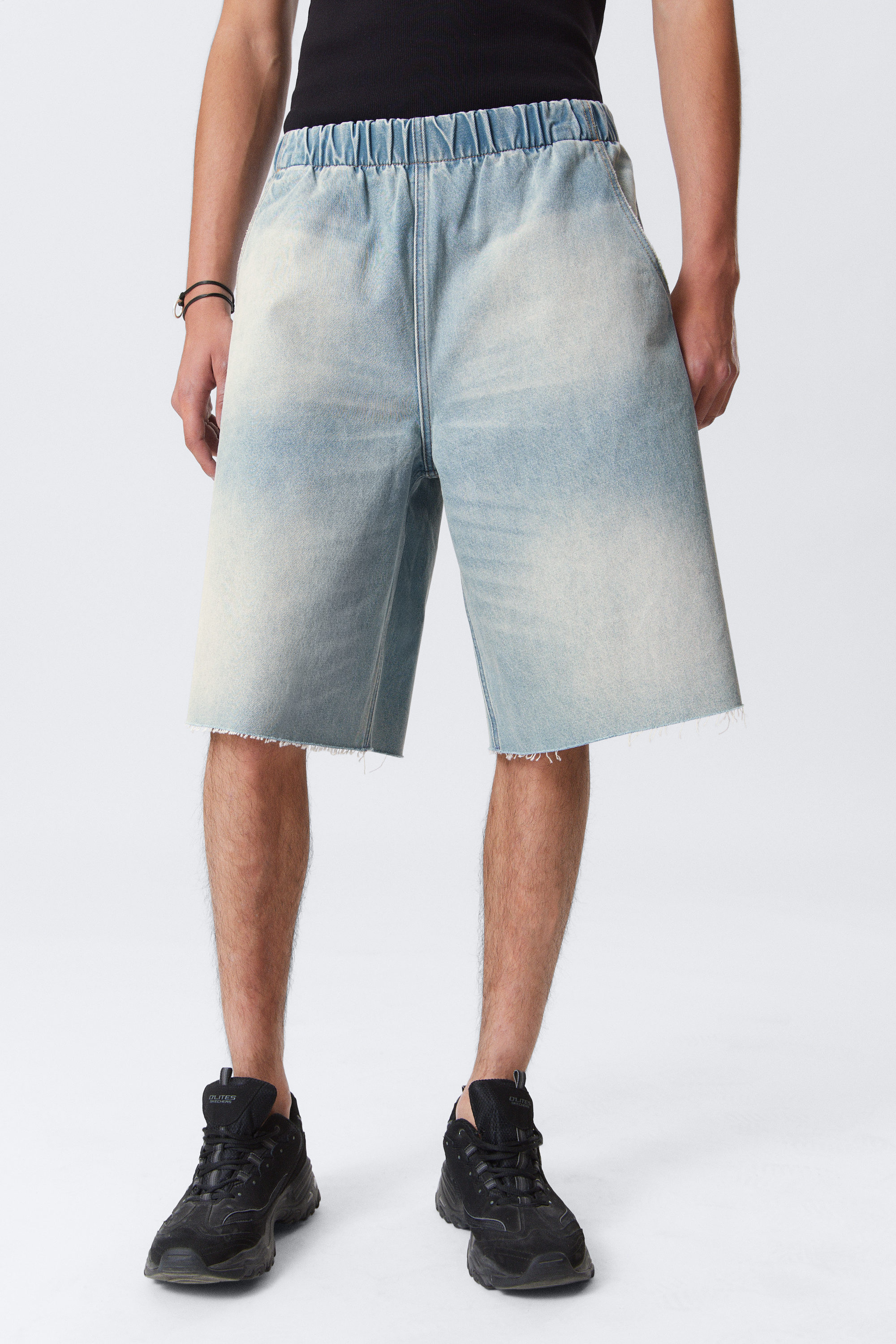 Port Blue - Light Blue - Saturn Loose Fit Pull-On Denim Shorts - 2