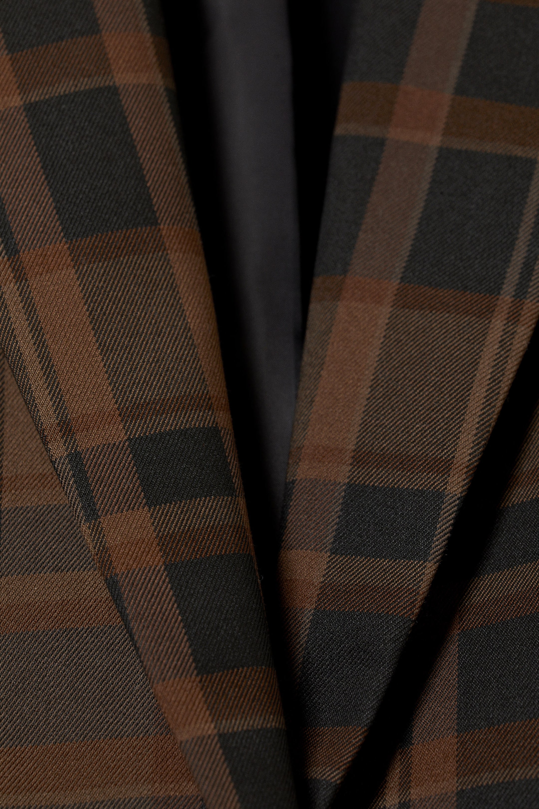 Checked Dark Brown - Single-Breasted Oversized Checked Blazer - 5