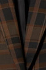 Checked Dark Brown - Single-Breasted Oversized Checked Blazer - 5