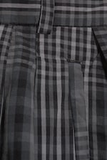 Checked Dark Grey - Low-Rise Pleated Barrel Trousers - 1