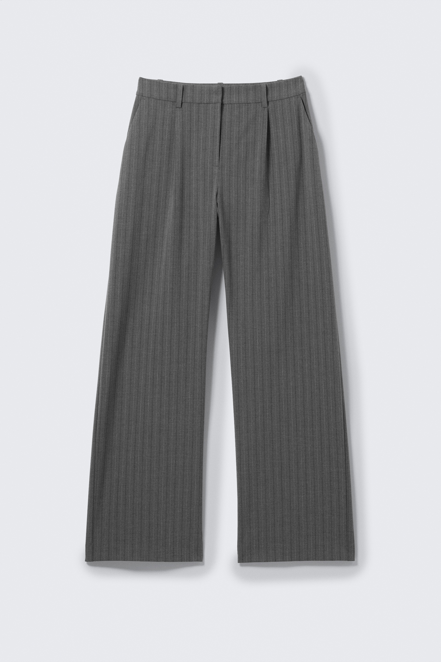 Relaxte, mittelhoch sitzende Bundfaltenhose - Dunkelgrau-Melange gestreift/Schwarz - 2