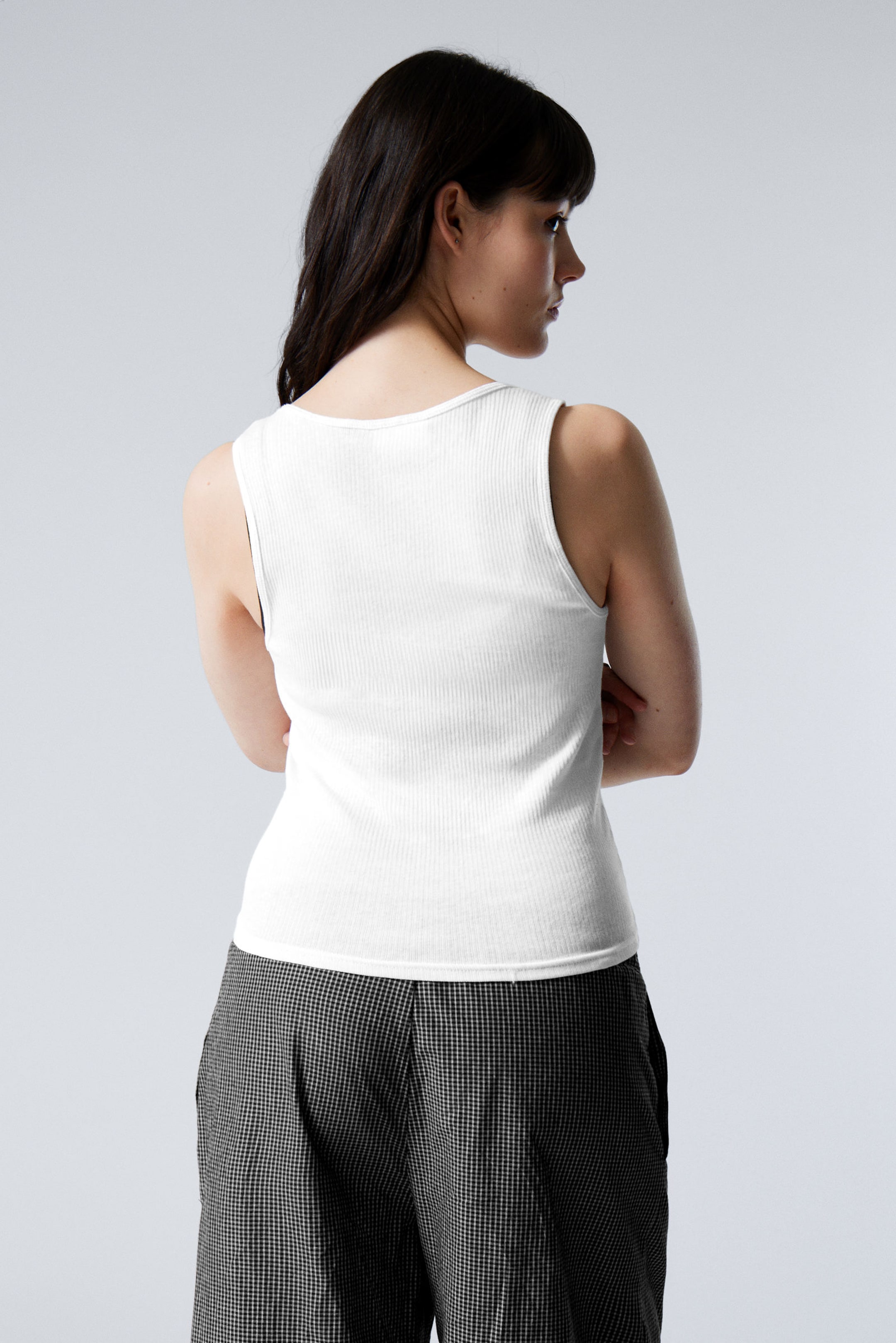 #F0EEED - Sheer Rib Tank Top - 2