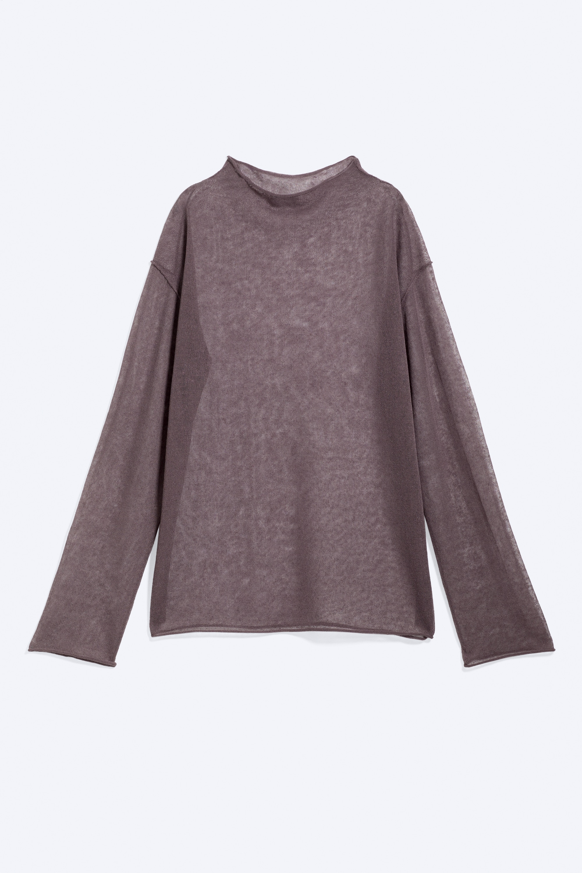 Pullover aus Leinenmix - Staubiges Lila/Schwarz