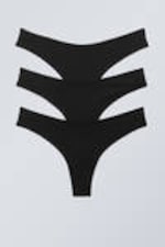Black - 3-pack Soft Thongs - 0