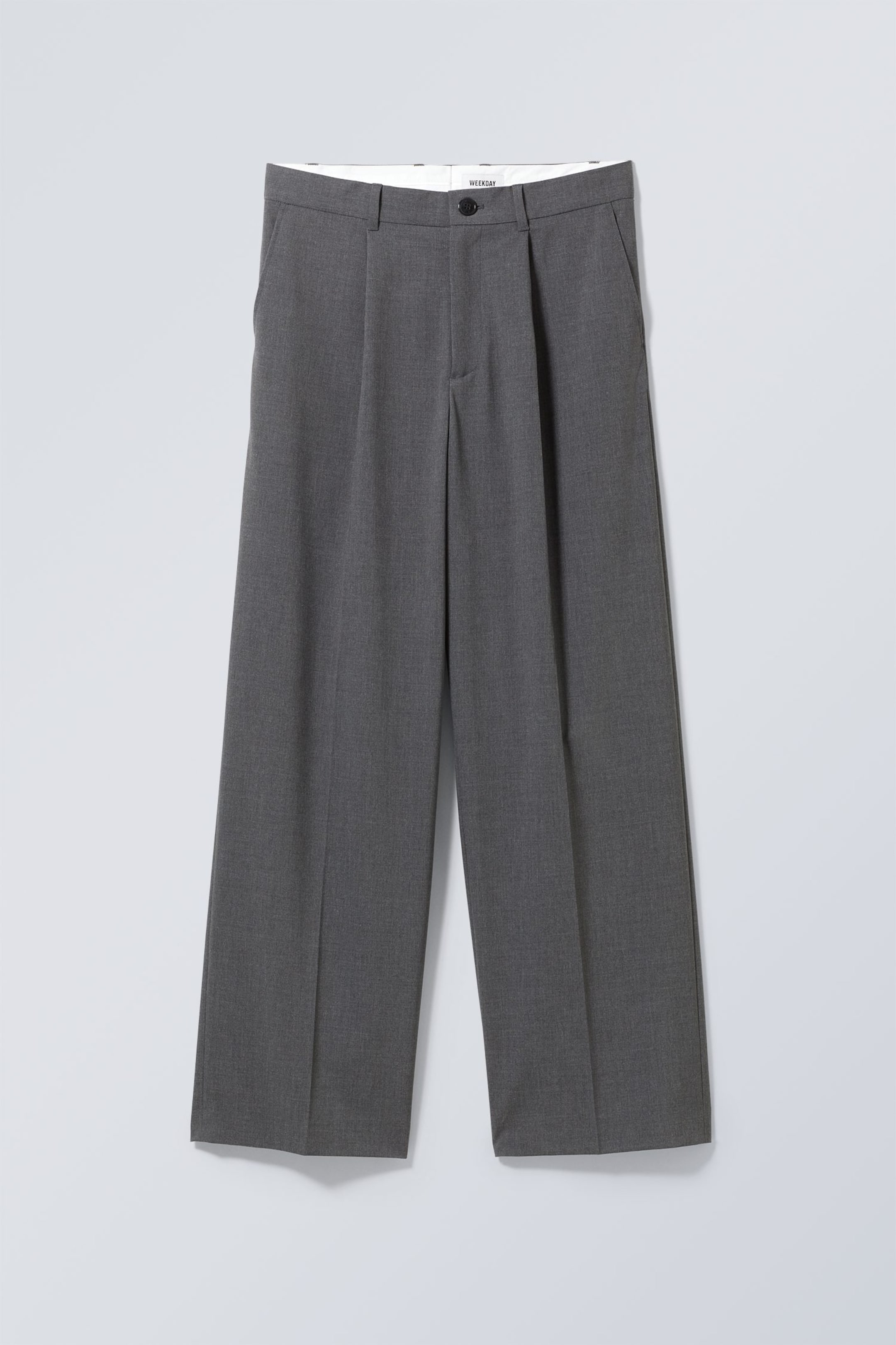 Grey Melange - Uno Loose Suit Trousers - 0
