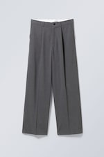 Grey Melange - Uno Loose Suit Trousers - 0