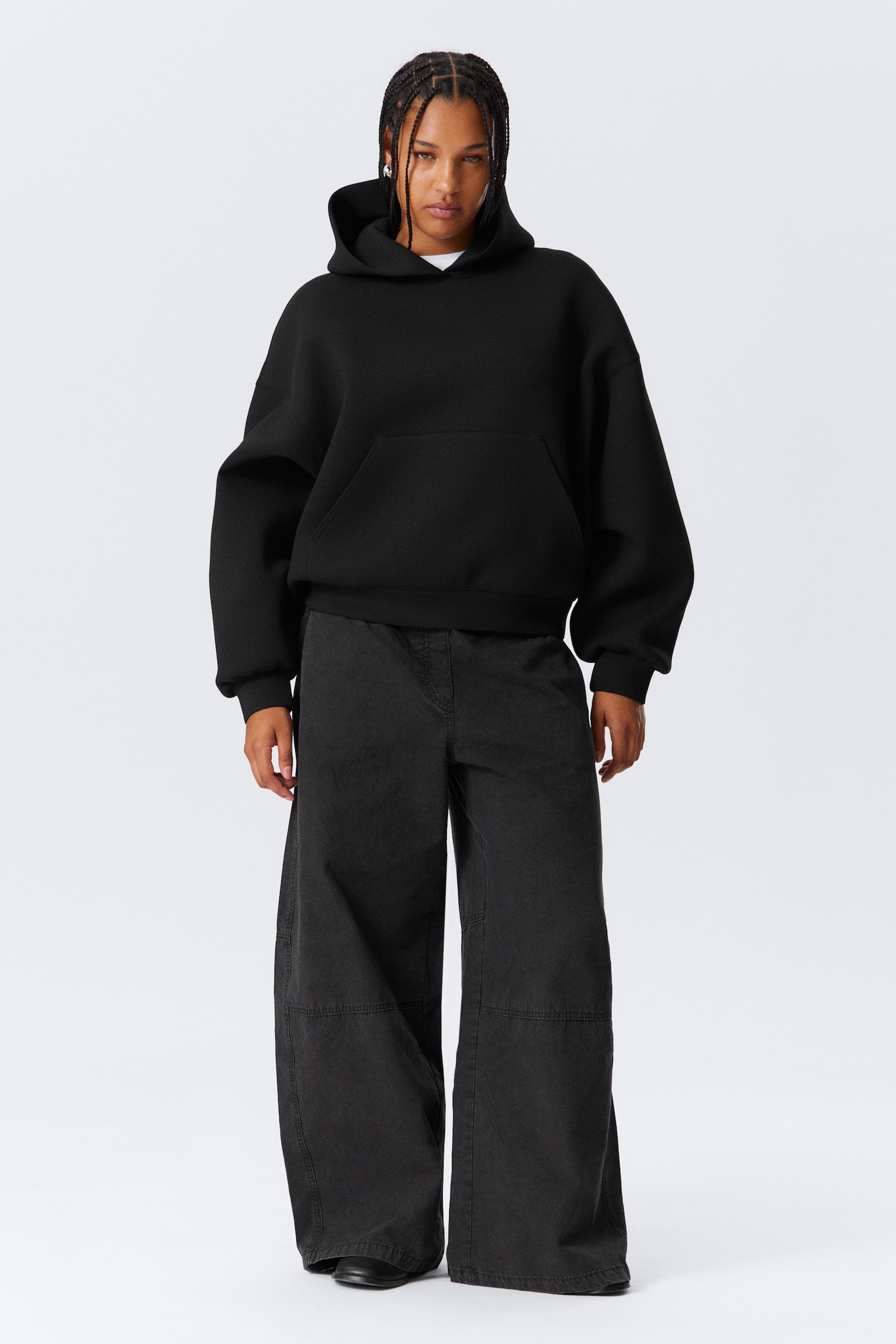 Scuba-Hoodie mit Oversize-Passform - Schwarz/Schwarz/Hellgrau/Dunkles Khakigrün/Dunkelgrau meliert/Grau meliert - 4