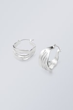 Silver - Motion Hoop Earrings - 0