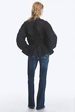 Zwart - Slim ruches peplum bomberjack - 4