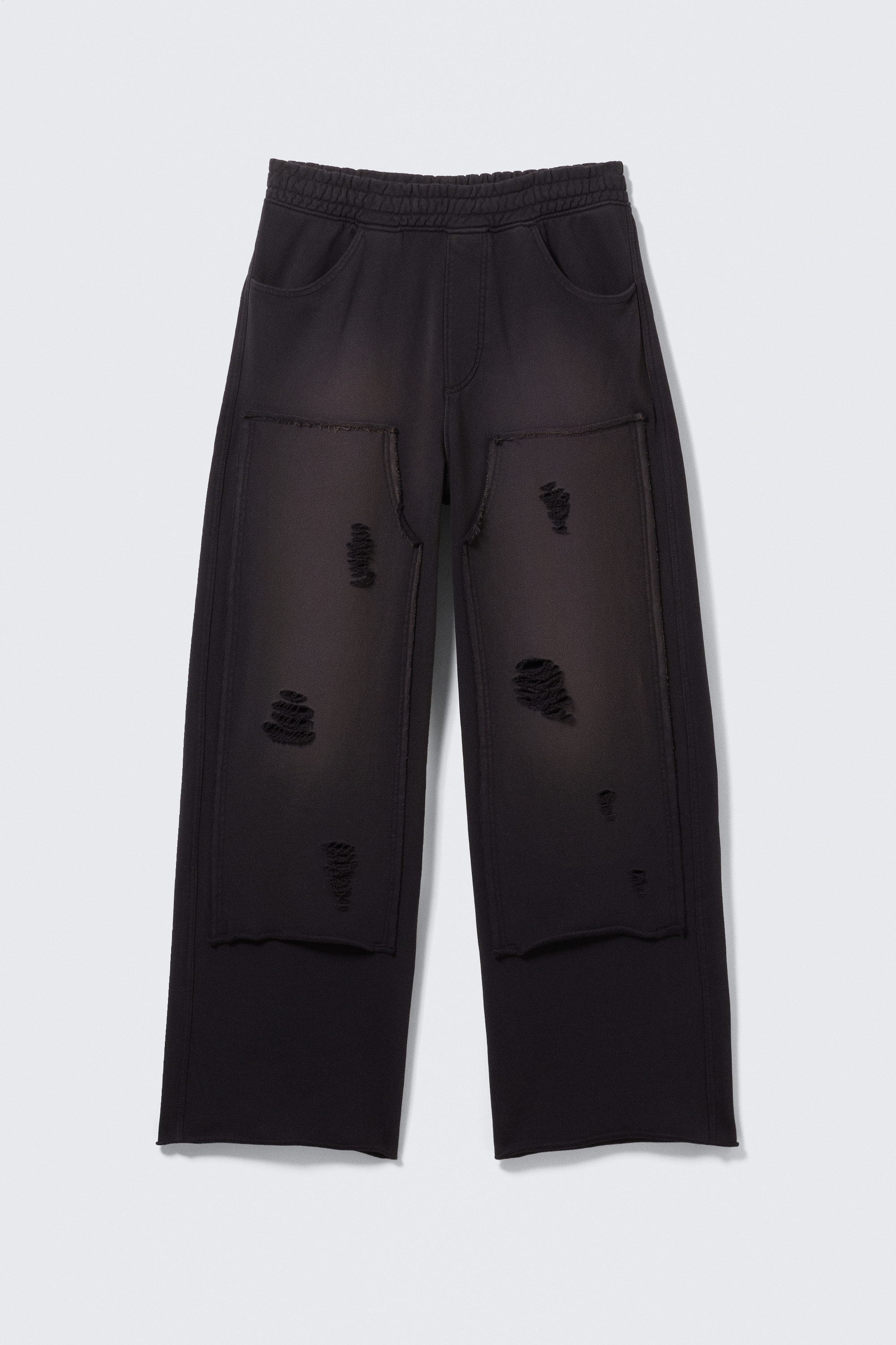 Dunkelblau - Jogginghose aus Baumwollfrottee im Used-Look - 1