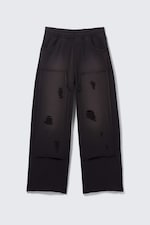 Dark Blue - Distressed Cotton Terry Sweatpants - 7