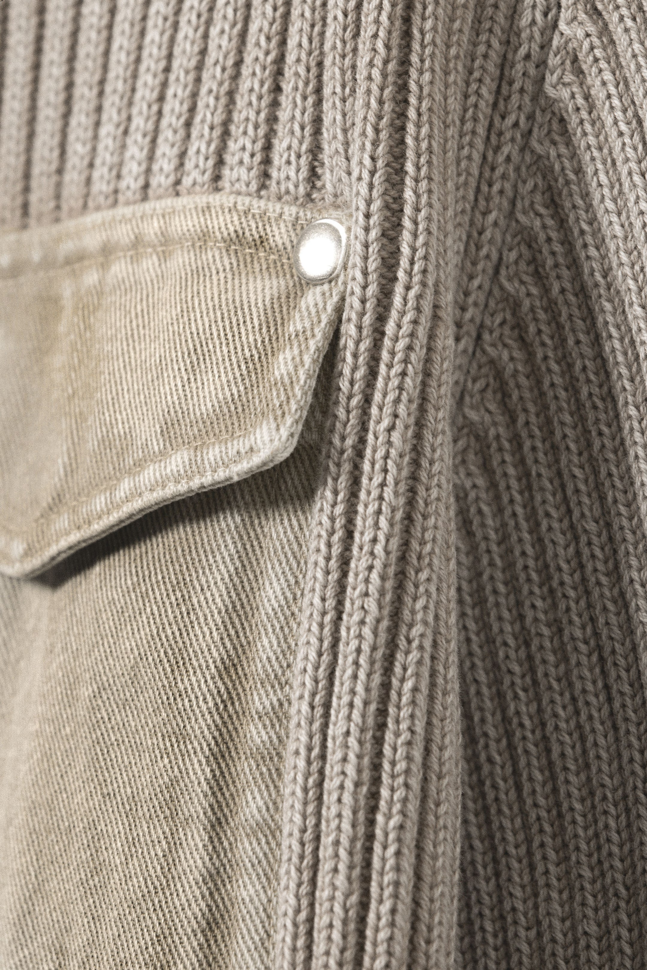 Washed Dusty Mole - Washed Rib-Knit Zip Cardigan - 1