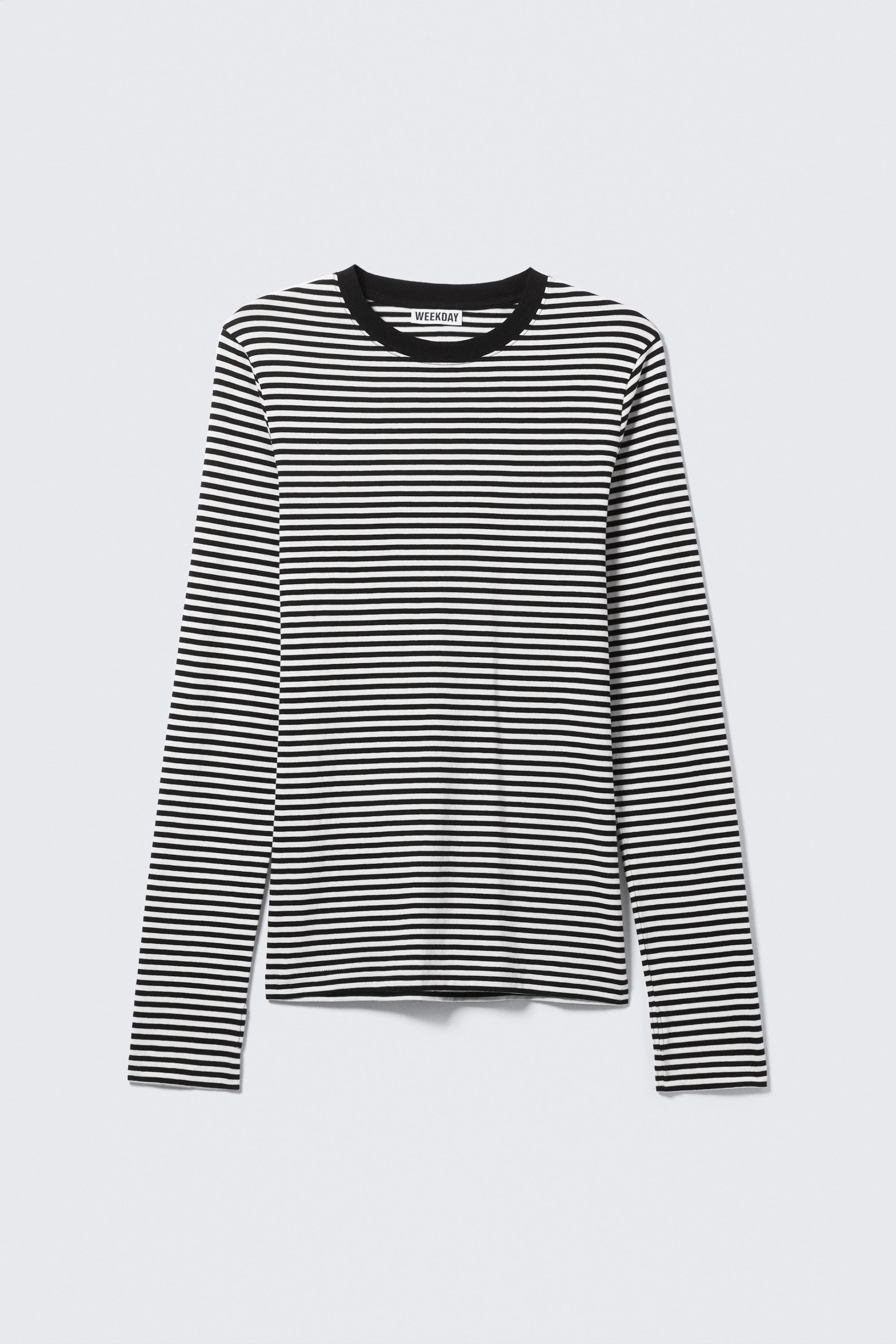 Black & White Stripes - Relaxed Long-Sleeved Cotton T-Shirt - 4