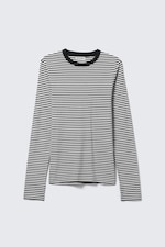 Black & White Stripes - Relaxed Long-Sleeved Cotton T-Shirt - 4