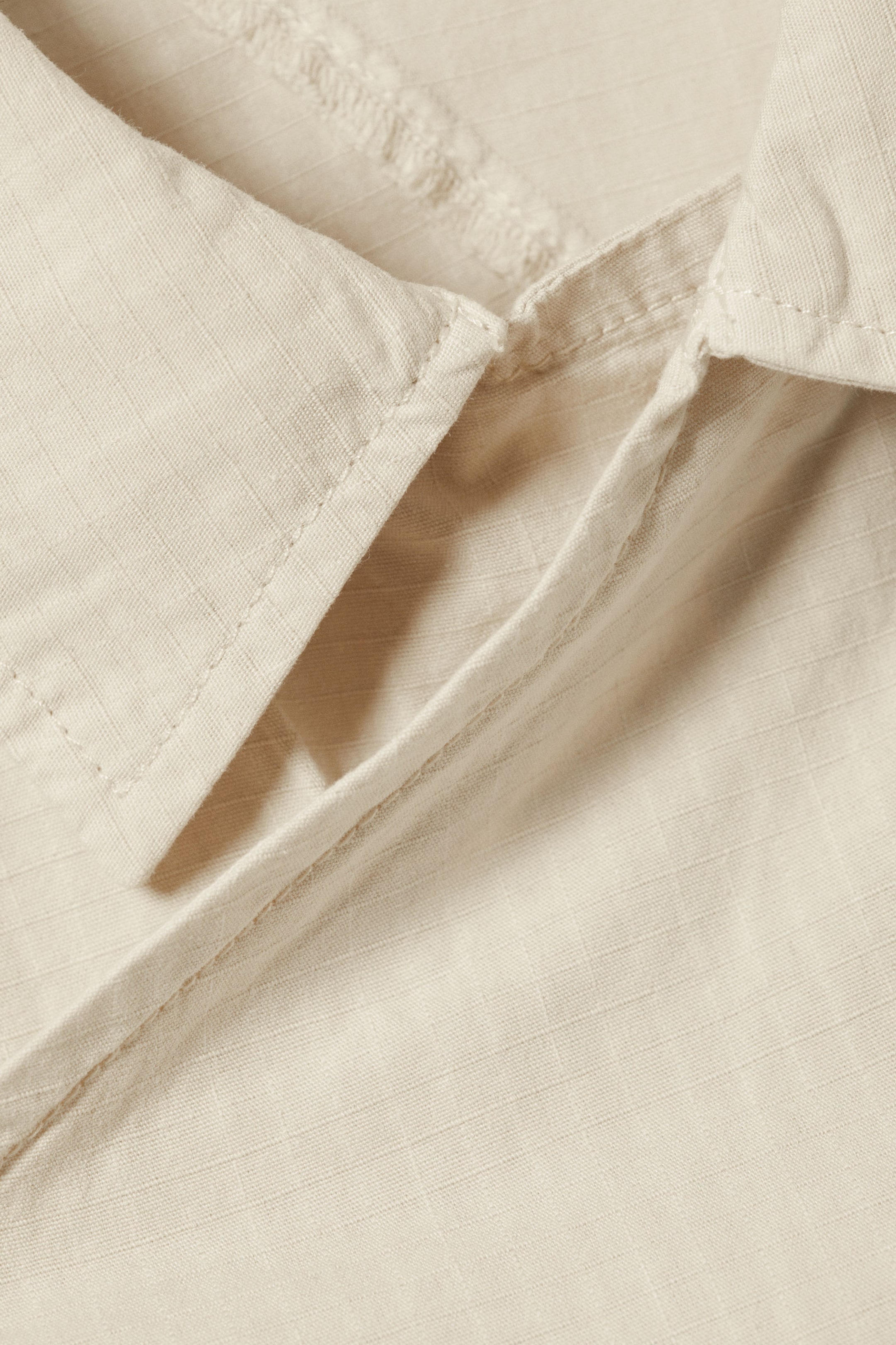Light Beige - Cap-Sleeved Asymmetric Ripstop Top - 5